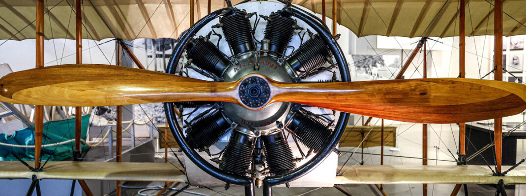 vintage airplane engine and propeller