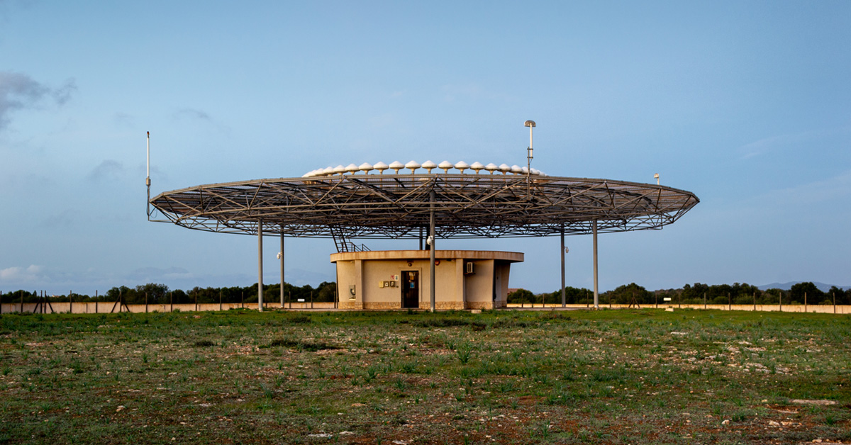 A VOR VHF omnidirectional range ground station with DME for the use of pilots during flights