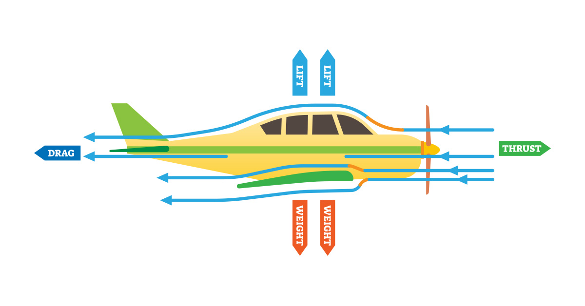 vector art drawing of aircraft aerodynamics