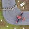 Aerial view of Piper Archer aircraft on taxiing at small rural airport