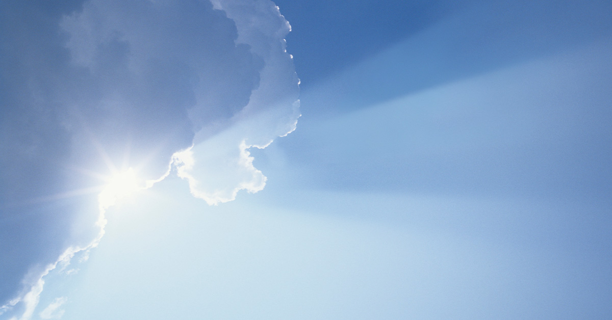 sun beam and blue sky