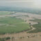 Fog and overcast aerial view with heavy precipitation