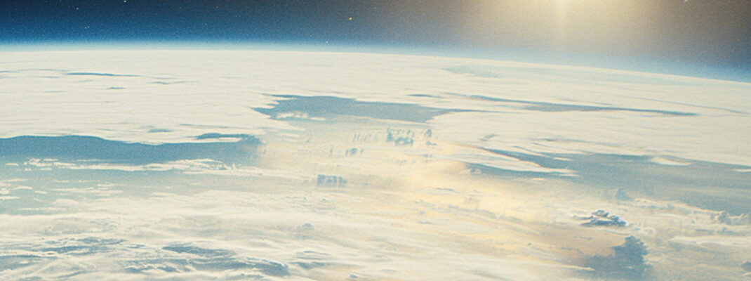 Space view of the hurricane and solar flair