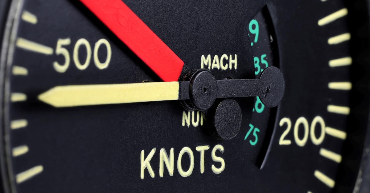 analogue airspeed indicator of jet aircraft