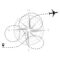 line drawing of airplane path over compas