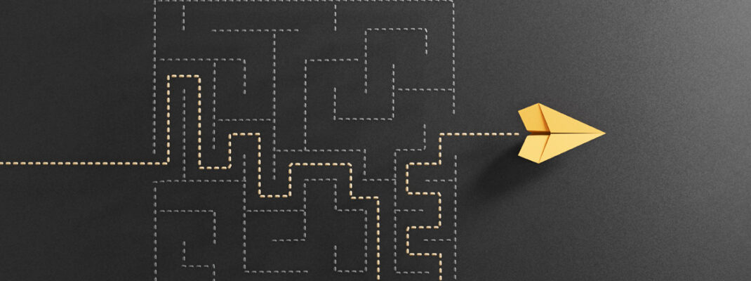 paper airplane navigating maze