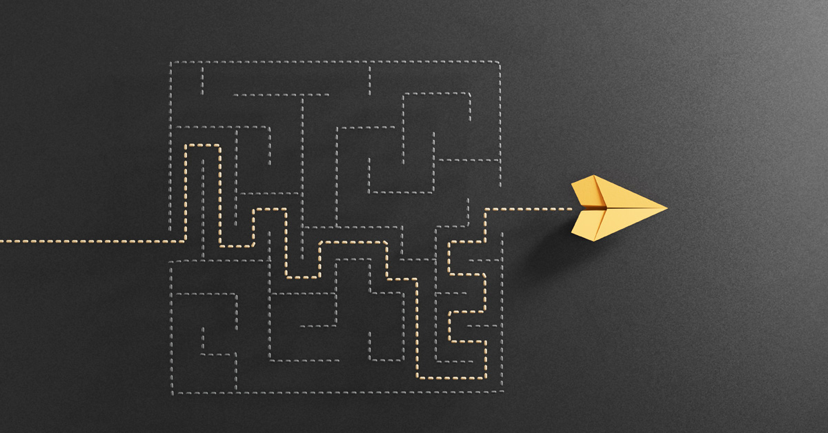 paper airplane navigating maze