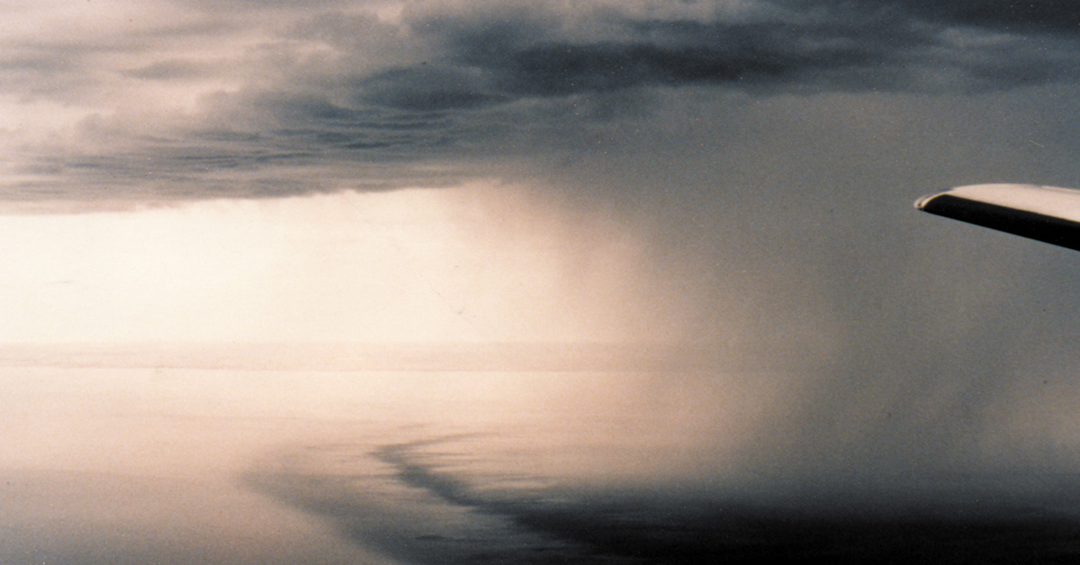 A Wet microburst emanating from the base of a cumulonimbus cloud.