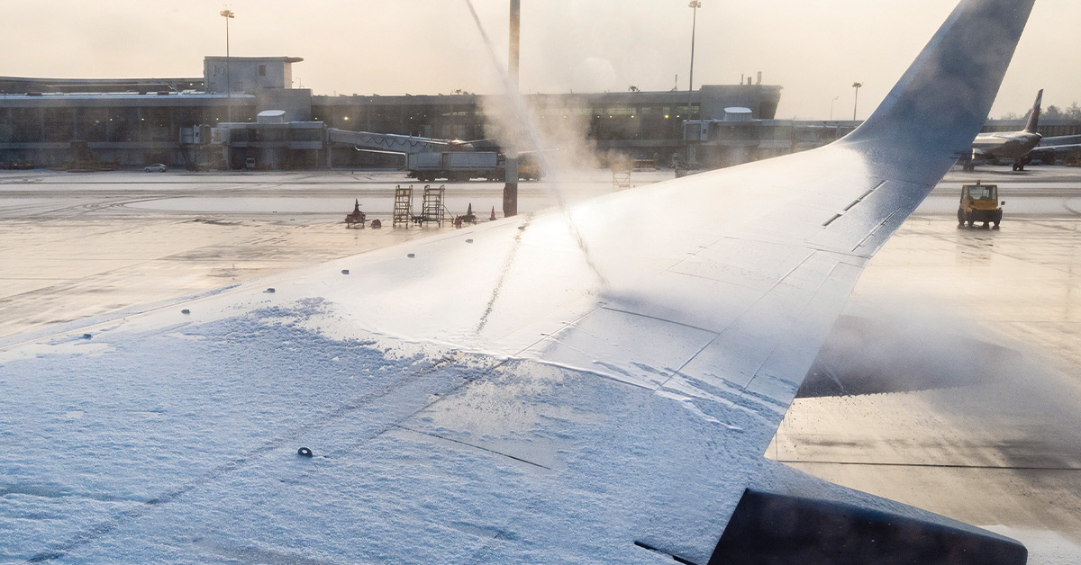 anti-icing processing of aircraft wing in airport