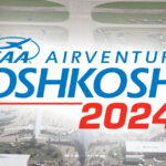 EAA AirVenture Oshkosh 2024 Logo over aerial shot of Airventure