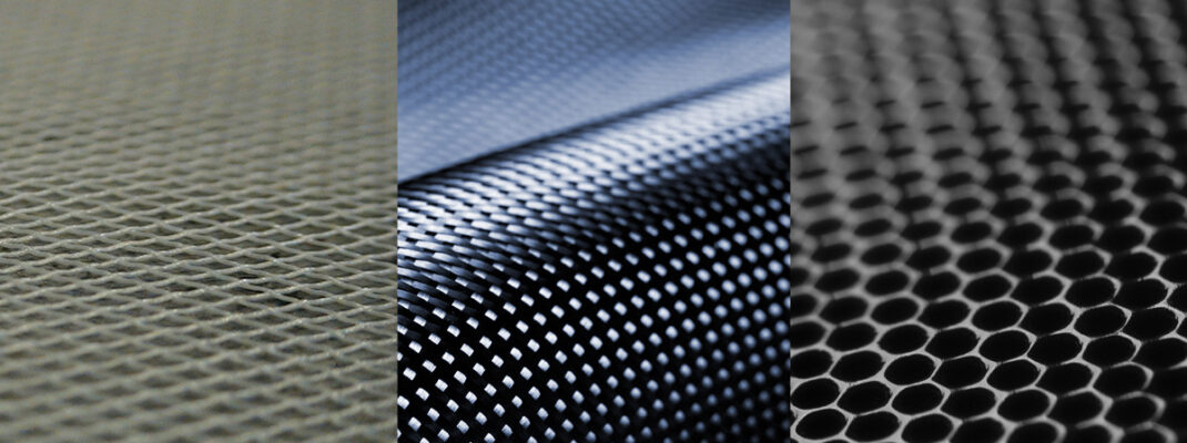 panel of three different composite materials.