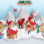 2024 NORAD santa tracker website screenshot featuring Santa's village and the NORAD logo